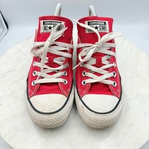 Converse Chuck Taylor All Star Sneakers Womens 9 Red Low Top Canvas Street Punk